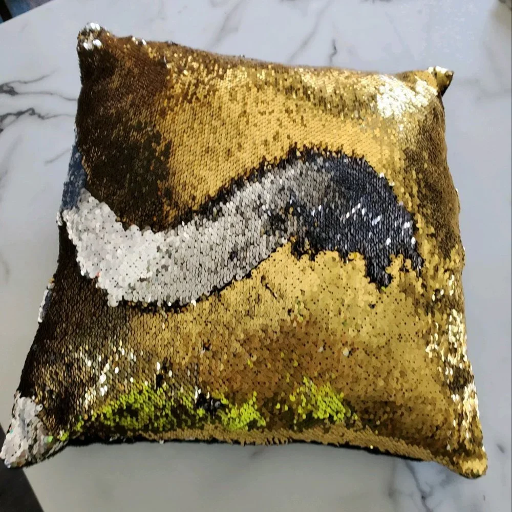 Sequin Throw Pillow Gold Silver Black